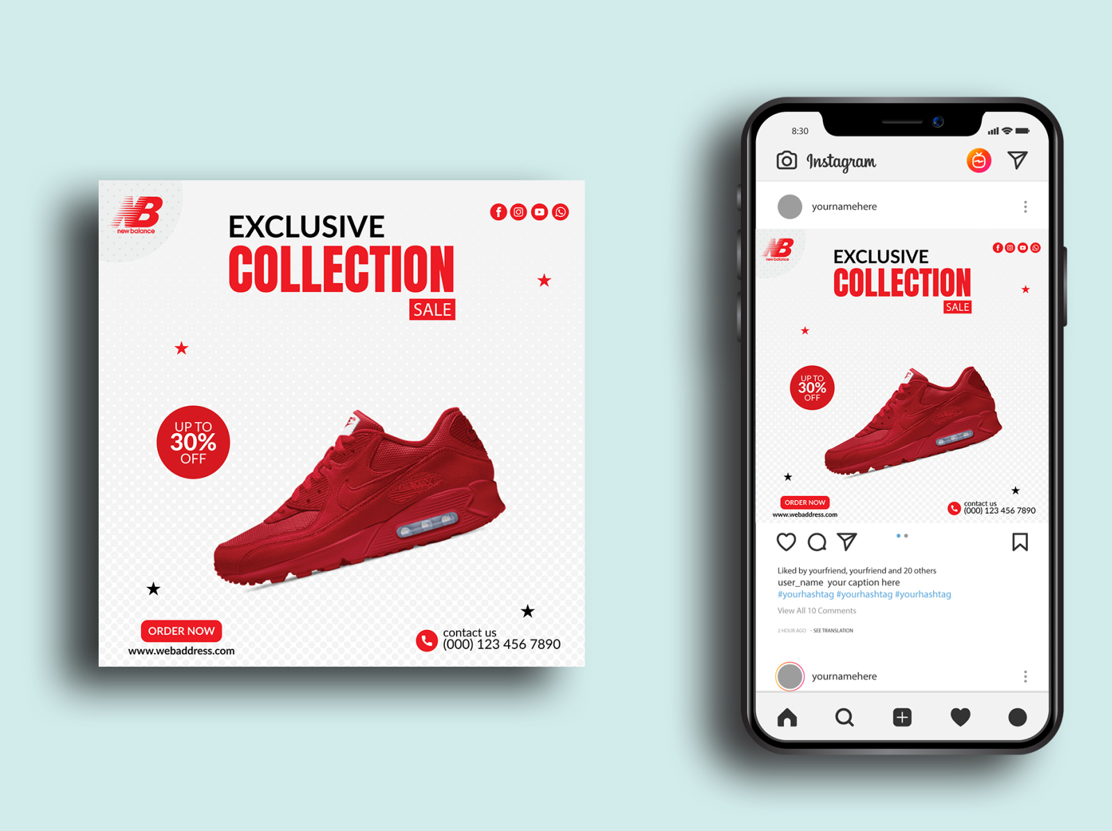 Product - Instagram banner Posts discount ecommerce graphic design instagram post order product product banner sale design shoe banner social media design