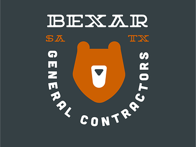 Bexar General Contractors Logo construction logo design orange typography
