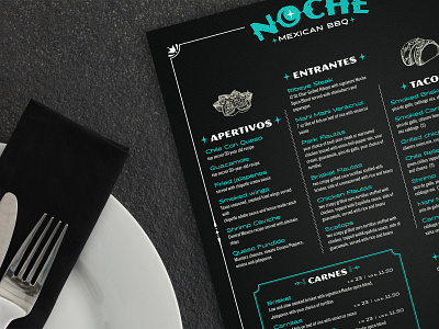 Noche Food Menu food and drink food illustration foodie menu design restaurant branding restaurant logo