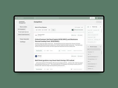 business news aggregator page ui