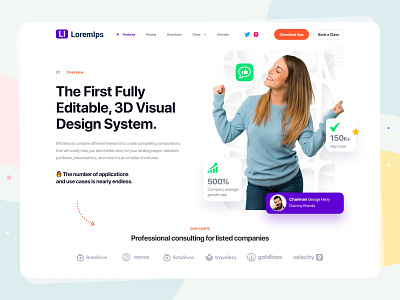 Consulting Landing Page 2021 3d available creative designer for hire flat games hire me hireme home page illustration latest design trend minimalistic design pakistan pakistan designer ui ux web design
