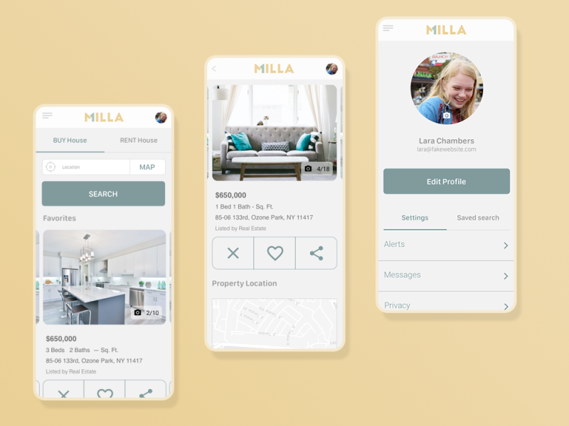 Milla Real Estate App by Alberto L. on Dribbble