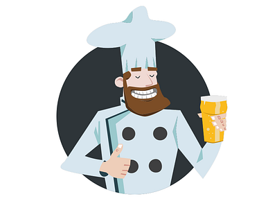 Chef beer character chef drawing illustration vector