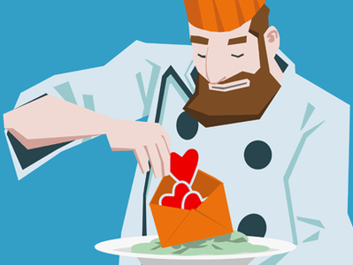 Chef Newsletter - Valentine's day character chef drawing email illustration valentines day vector