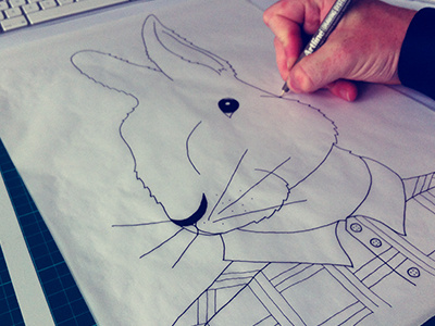 A rabbit in a shirt WIP animal artline handmade poster rabbit screen printing sketch