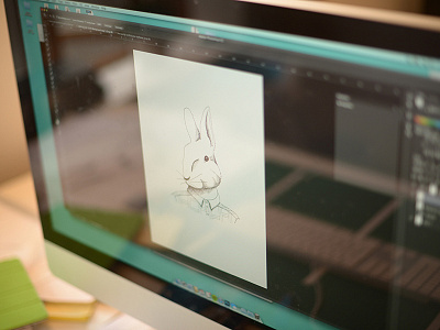 A rabbit in a shirt part 2 WIP animal artline handmade poster rabbit screen printing sketch