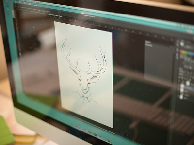 A hjort in a skjort WIP animal artline deer handmade poster screen printing sketch wip