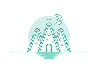 Weekly Challenge: #2 Church 7 days to create 7daystocreate challenge church colors flat icon illustration logo moon shadows