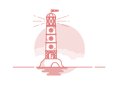 Weekly Challenge: #3 Lighthouse 7 days to create 7daystocreate challenge colors flat icon illustration lighthouse logo red sea shadows
