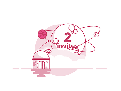 I have 2 invitations color drafts dribbbleinvitations flat green icon illustration invitations invites red shadows