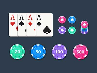 Poker game elements cards chips diamond game icon poker spade ui