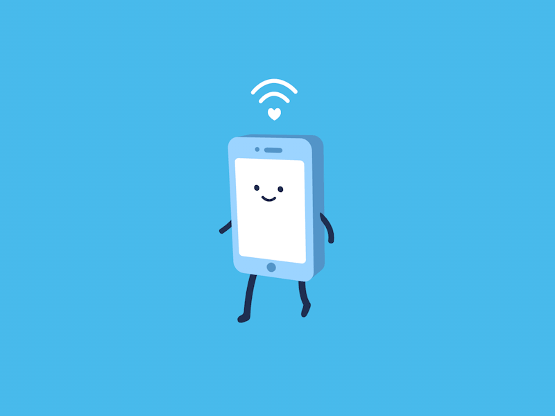 Walking Wifi Phone character 2d animation c4d character cinema 4d gif phone walking wifi