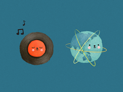 music and internet earth icon illustration internet music space