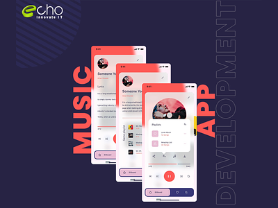Music App UI - UX & Development - Echo Innovate IT audio streaming app developm branding graphic design music music app music app development ui
