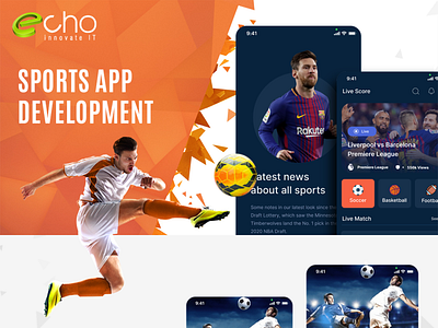 Sports App Development Services - Echo Innovate IT 3d app branding ecommerce website sport app design sport app development sports business ui ux