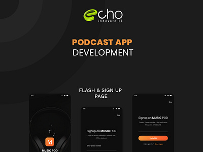 Podcast App Development - Echo Innovate IT app app designer app developer apps branding design illustration logo podcast podcast app development podcast app development services ui ux vector