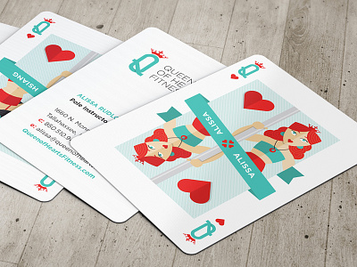 Queen of Hearts Fitness Business Cards business cards fitness playing cards pole tallahassee