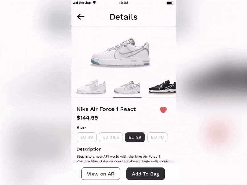 AR Sneakers Virtual Try On App ar branding design ecommerce metaverse ui ux