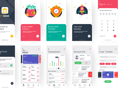 Banking App app branding design illustration ui ui design ux vector