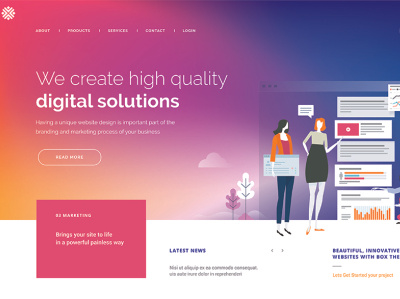 Digital Marketing Website Landing Page app design illustration ui ui design ux vector