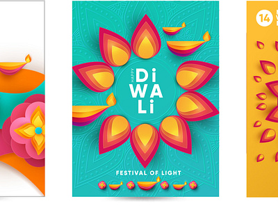 Happy Diwali Vector Posters a4 branding design happy diwali illustration logo posters vector vector posters