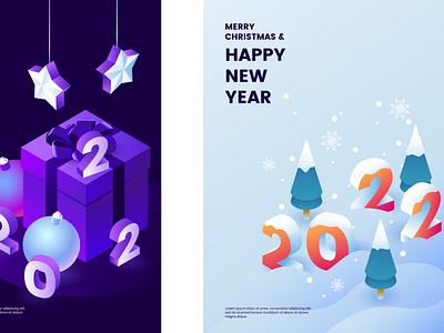 Merry Christmas and Happy New Year, Vector Poster.