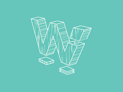 W design illustration isometric lettering texture typography words