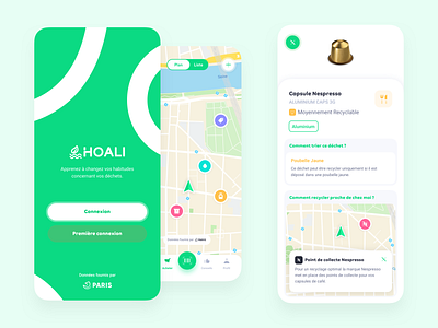 Hoali App app bright colors clean ecology green ios light localisation ui design