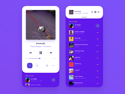 Music Player bright colors dailyui light ui mobile app music player purple song white