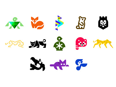 Animal Logos 2020 animal bird cheetah fox geometric lion logo logodesign modern