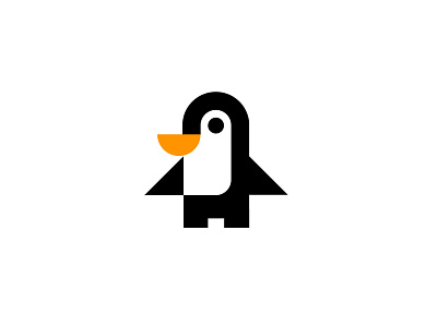 Penguin animal bold geometric logo logodesign modern penguin