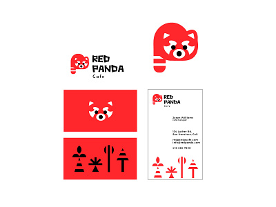 Red Panda cafe animal bold branding cafe coffee geometric logo logodesign modern panda red