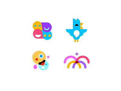 Sparkz concepts bird chat fun games geometric logo logodesign modern social apps