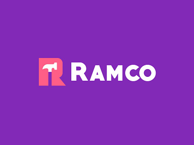 Ramco construction design geometric hammer letter logo logodesign modern