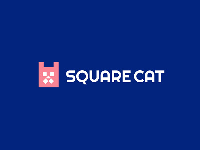 square cat animal bold branding cat design games geometric logo logodesign modern square toy