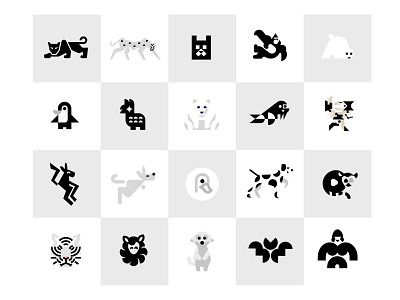 Animal Logos design games geometric gorilla logo logodesign mobile app modern panther penguin tiger