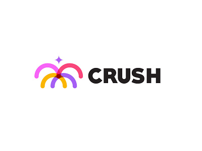 Crush bold branding crush dating design fireworks geometric logo logodesign mobile modern simple sparks