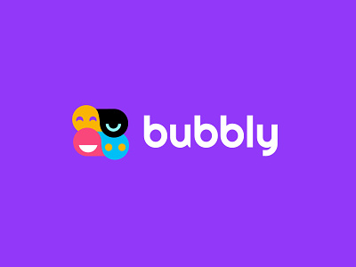 Bubbly app bold branding chat design geometric logo logodesign modern simple social