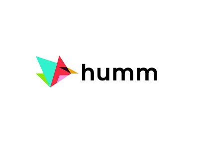 Humm Media bird bold design geometric logo logodesign media modern simple video