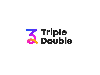 Triple Double bold design digital agency double geometric logo logodesign modern simple three triple two