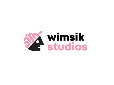 Wimsik Studios advertising bold brain branding design geometric hat logo logodesign media modern