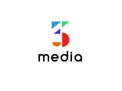 3 media bold design entertainment geometric logo logodesign media modern simple three