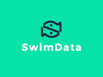 SwimData bold branding data fish geometric logo logodesign modern swim