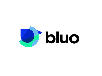 Bluo app bird blue bold design geometric logo logodesign modern