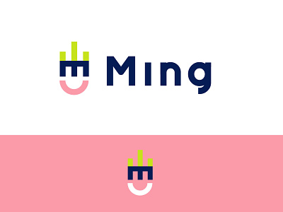 Ming bold crown geometric letter m logo logodesign modern simple smile