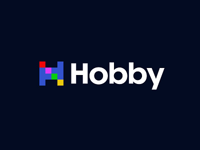 Hobby blocks bold design geometric letter h logo logodesign modern software