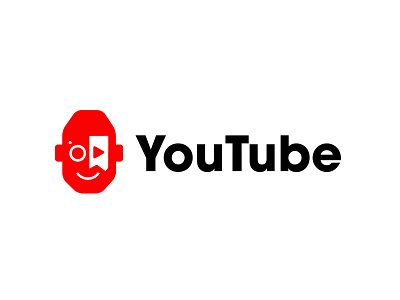 YouTube concept bold camera entertainment face geometric logo logodesign media modern play button simple smile youtube