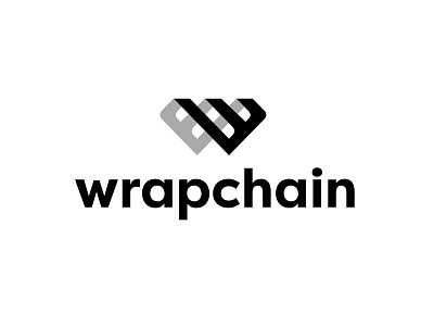 Wrapchain blockchain bold branding cryptocurrency geometric logo logodesign modern