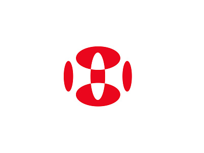 Huo abstract bold branding design geometric letter h logo logodesign mobile app modern red shapes