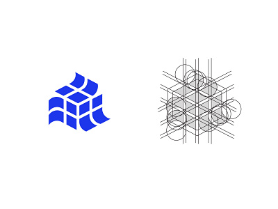 Bluprnt Grid abstract blueprint bold branding cube geometric grid logo logodesign modern paper symbol